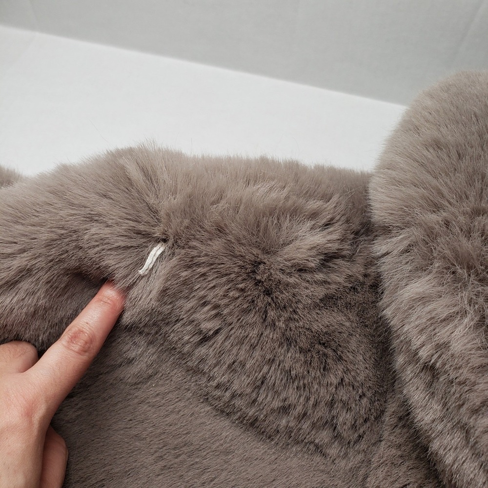 HM Fuzzy Faux Fur Long Coat Womens Large Party Gray Statement Oversized Jacket - Picture 10 of 16